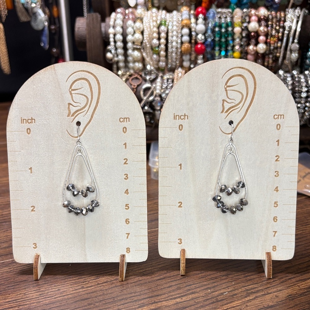 Kenneth Cole New York Silver and Black Beaded Earrings